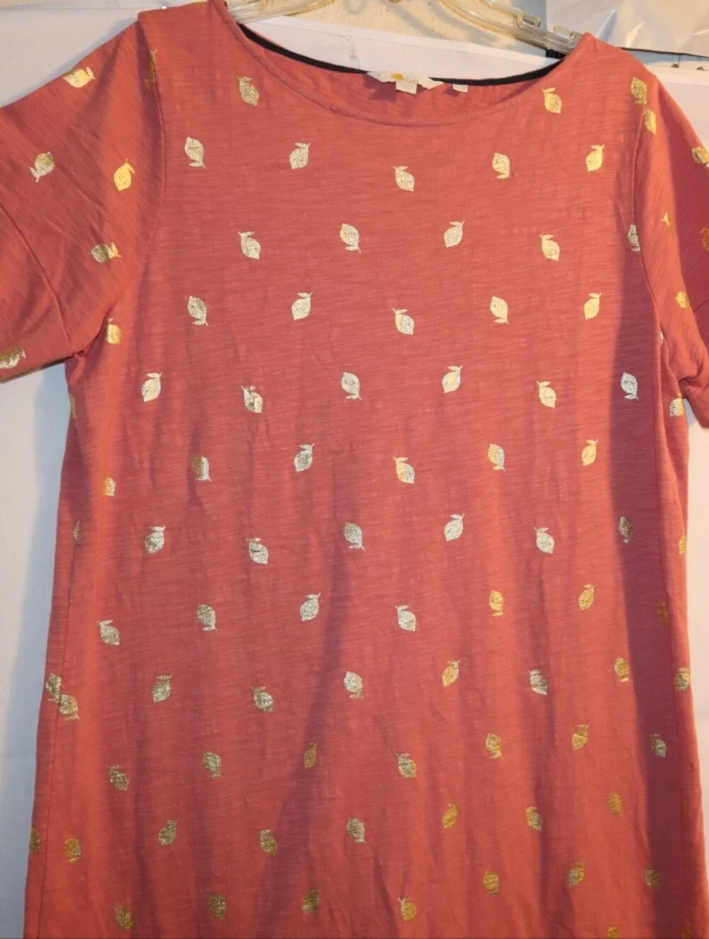 Boden Paulina Jersey Pineapple Shirt Dress  coral pink color  Size 14R - Picture 8 of 11